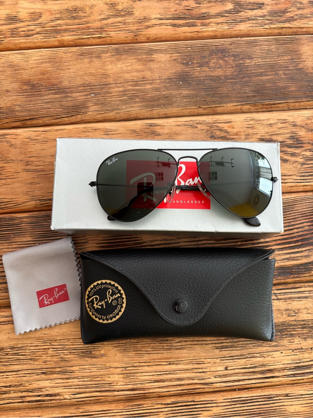 Ray-Ban Aviator Sunglasses in Black with Gray Lenses